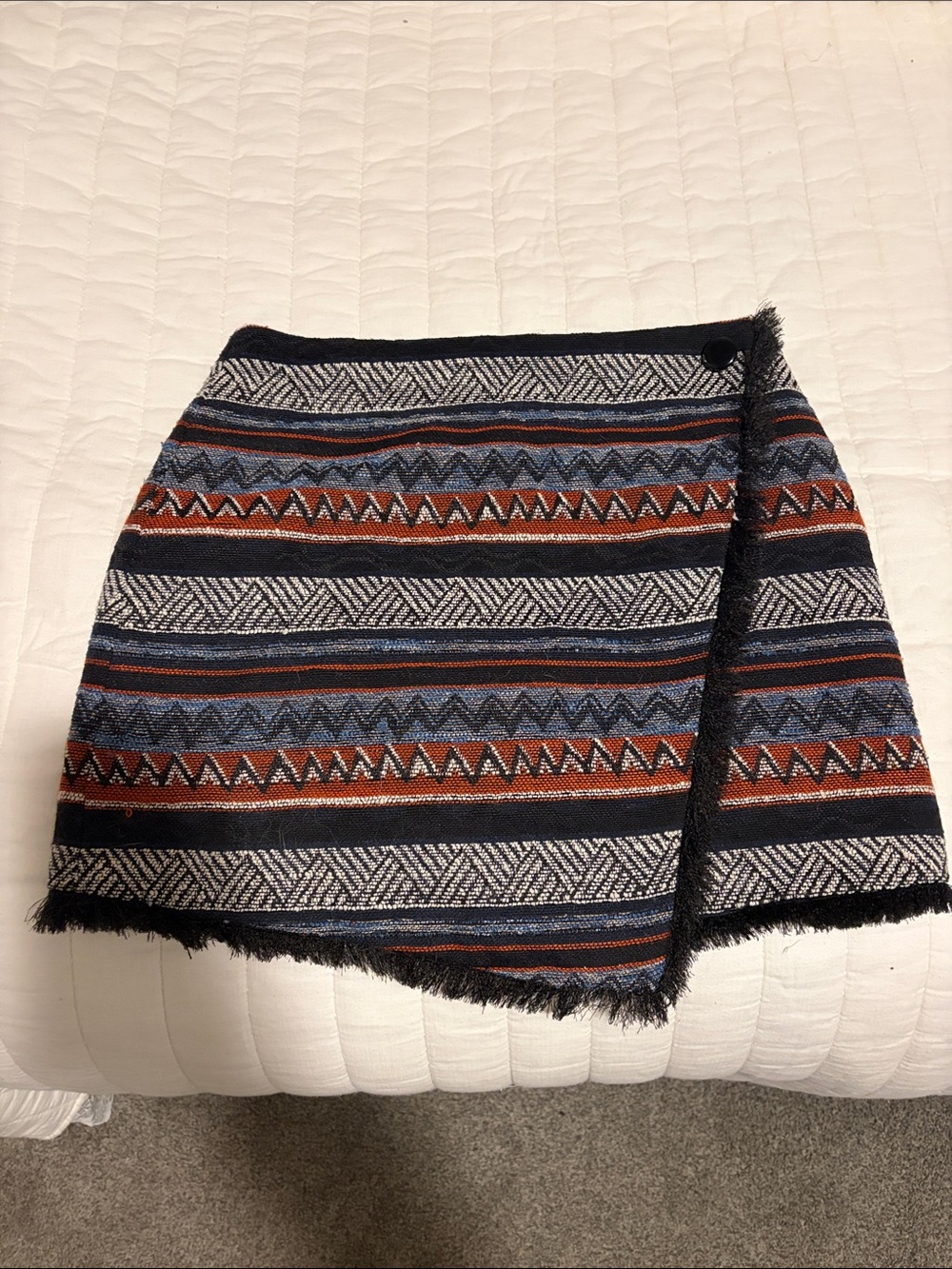 Sam Edelman Aztec Wrap Mini Skirt in Blue, Rust & Black